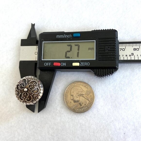 Sterling Silver 925 Round Domed Hollow Scrollwork Adjustable Ring Sz 8.25 - 9.5 - Picture 14 of 16